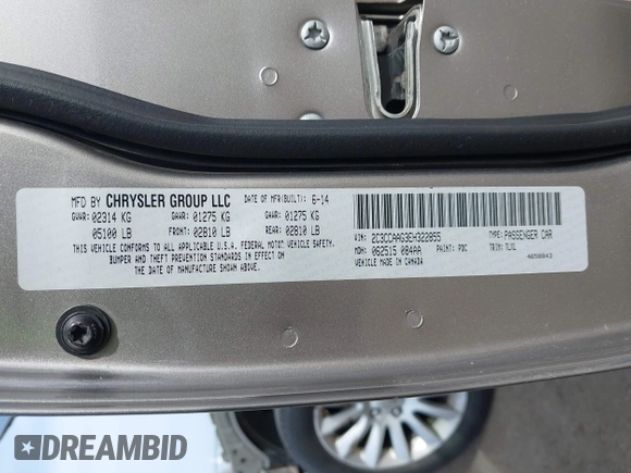 2014 Chrysler 300 with VIN 2C3CCAAG3EH322855, listed as a IAAI auction lot 42053129 with 172,687 mi miles. Bid and sale history available at carsss.com. Image 9.