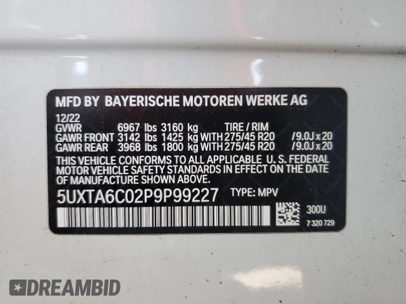2023 BMW X5 xDrive45e z VIN 5UXTA6C02P9P99227, wystawiony jako Copart lot #50364625 z przebiegiem Nie podano mil oraz Szkoda całkowita • Salvage title. Historia ofert i sprzedaży dostępna na DreamBid. Obrazek 16.