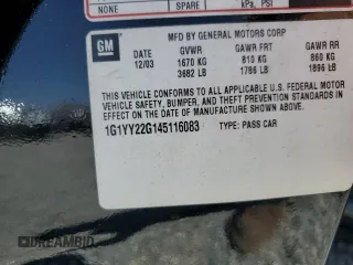 2004 Chevrolet Corvette with VIN 1G1YY22G145116083, listed as a Copart auction lot 52054735 with 158,087 mi miles and Salvage Title. Bid and sale history available at carsss.com. Image 14.