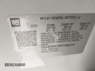 2023 Chevrolet Malibu LT with VIN 1G1ZD5ST2PF185216, listed as a IAAI auction lot 42195264 with 47,365 mi miles and . Bid and sale history available at DreamBid. Image 9.