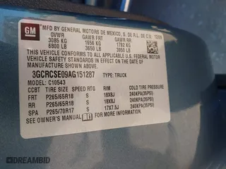 2010 Chevrolet Silverado 1500 LT with VIN 3GCRCSE09AG151287, listed as a IAAI auction lot 40532023 with 154,535 mi miles. Bid and sale history available at carsss.com. Image 9.