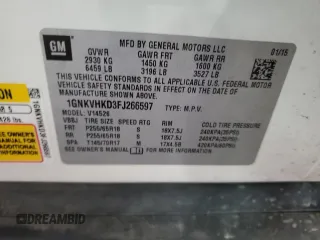 2015 Chevrolet Traverse LT with VIN 1GNKVHKD3FJ266597, listed as a Copart auction lot 58767925 with 125,001 mi miles and Salvage title. Bid and sale history available at DreamBid. Image 13.