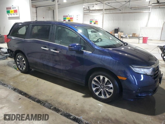 2023 Honda Odyssey EX-L with VIN 5FNRL6H68PB076152, listed as a Copart auction lot 47424605 with 14,742 mi miles and Salvage Title. Bid and sale history available at carsss.com. Image 4.