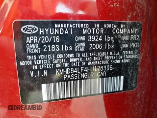2017 Hyundai Elantra SE with VIN KMHD84LF4HU178396, listed as a Copart auction lot 62370105 with 92,846 mi miles and Salvage title. Bid and sale history available at DreamBid. Image 12.