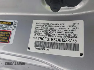 2010 Honda Civic LX с VIN 2HGFG1B64AH523775, выставлен на аукционе IAAI как лот 42288677 с пробегом 119 865 миль миль и . История ставок и продаж доступна на DreamBid. Изображение 9.