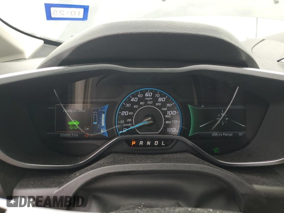 2015 Ford C-Max SEL with VIN 1FADP5CU6FL101839, listed as a Copart auction lot 53631355 with 53,593 mi miles and Salvage Title. Bid and sale history available at DreamBid. Image 9.
