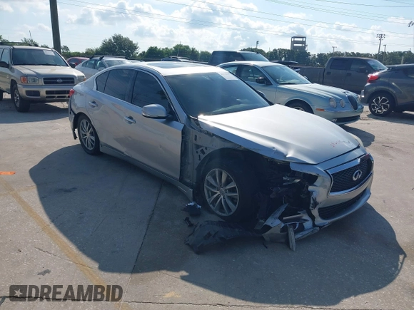 2014 Infiniti Q50 with VIN JN1BV7AP4EM677506, listed as a IAAI auction lot 40113207 with 142,446 mi miles and . Bid and sale history available at DreamBid. Image 1.