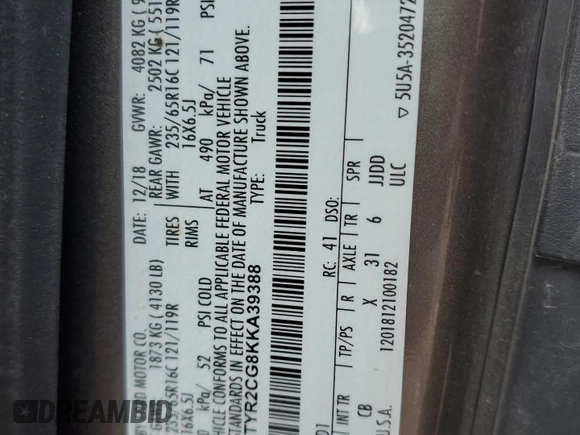 2019 Ford Transit with VIN 1FTYR2CG8KKA39388, listed as a Copart auction lot 47195735 with 74,793 mi miles and Salvage Title. Bid and sale history available at carsss.com. Image 14.