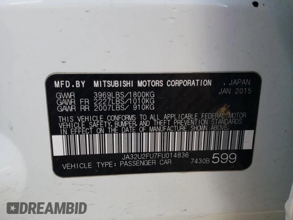 2015 Mitsubishi Lancer ES with VIN JA32U2FU7FU014836, listed as a Copart auction lot 77202064 with 122,576 mi miles and Salvage Title. Bid and sale history available at carsss.com. Image 12.