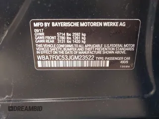 2018 BMW 7 Series 750i z VIN WBA7F0C53JGM23522, wystawiony jako IAAI lot #41789290 z przebiegiem Nie podano mil oraz . Historia ofert i sprzedaży dostępna na DreamBid. Obrazek 9.