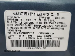2008 Infiniti EX Journey with VIN JNKAJ09E18M301718, listed as a Copart auction lot 53867545 with 221,989 mi miles and Salvage Title. Bid and sale history available at DreamBid. Image 13.