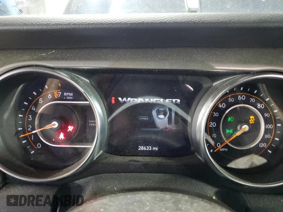 2021 Jeep Wrangler Willys with VIN 1C4HJXAGXMW627781, listed as a Copart auction lot 73306724 with 28,633 mi miles and Salvage title. Bid and sale history available at DreamBid. Image 9.