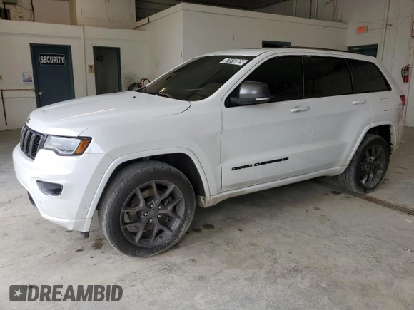 2021 Jeep Grand Cherokee 80th Anniversary with VIN 1C4RJFBG3MC736436, listed as a Copart auction lot 57416065 with 82,896 mi miles and Clean title. Bid and sale history available at DreamBid. Image 1.