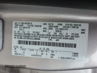 2018 Lincoln MKC Reserve with VIN 5LMCJ3C90JUL28866, listed as a Copart auction lot 45658685 with 75,484 mi miles and Clean title. Bid and sale history available at DreamBid. Image 13.