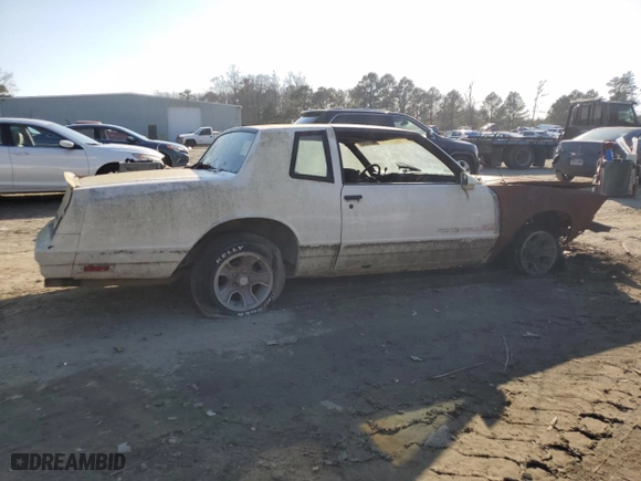 1986 Chevrolet Monte Carlo Sport SS with VIN 1G1GZ37G0GR109100, listed as a Copart auction lot 42387345 with 0 mi miles and Non Repairable. Bid and sale history available at carsss.com. Image 3.