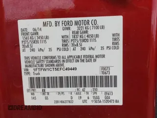 2014 Ford F-150 XL with VIN 1FTFW1CT5EFC49449, listed as a Copart auction lot 53208175 with 151,627 mi miles and Salvage title. Bid and sale history available at DreamBid. Image 12.