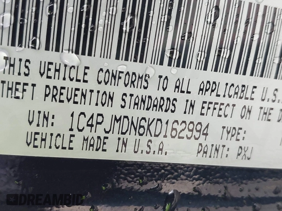 2019 Jeep Cherokee High Altitude с VIN 1C4PJMDN6KD162994, выставлен на аукционе IAAI как лот 41700652 с пробегом 93 112 миль миль и . История ставок и продаж доступна на DreamBid. Изображение 9.
