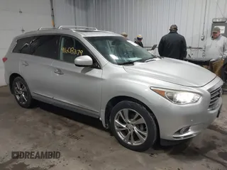 2013 Infiniti JX35 with VIN 5N1AL0MMXDC344217, listed as a IAAI auction lot 41608279 with 106,015 mi miles. Bid and sale history available at carsss.com. Image 1.