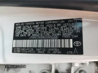 2012 Toyota Prius One with VIN JTDKDTB34C1025133, listed as a Copart auction lot 55520635 with Not Provided miles and Salvage Title. Bid and sale history available at DreamBid. Image 12.