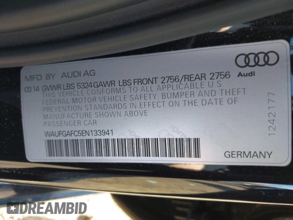 2014 Audi A6 Premium Plus z VIN WAUFGAFC5EN133941, wystawiony jako IAAI lot #41835479 z przebiegiem 68 911 mil mil oraz . Historia ofert i sprzedaży dostępna na DreamBid. Obrazek 9.