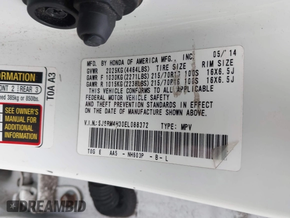 2014 Honda CR-V LX with VIN 5J6RM4H30EL088372, listed as a IAAI auction lot 42171542 with 70,418 mi miles and . Bid and sale history available at carsss.com. Image 9.