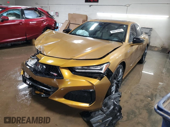 2021 Acura TLX Type S with VIN 19UUB7F09MA000219, listed as a Copart auction lot 50075445 with 35,341 mi miles and Salvage Title. Bid and sale history available at carsss.com. Image 1.