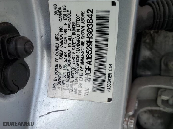 2009 Honda Civic Sdn LX with VIN 2HGFA16529H303842, listed as a Copart auction lot 50711825 with 206,353 mi miles and Salvage Title. Bid and sale history available at carsss.com. Image 12.