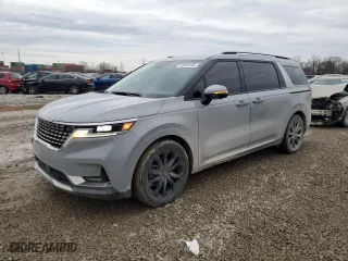 2023 Kia Carnival SX Prestige with VIN KNDNE5H36P6206062, listed as a Copart auction lot 43562195 with 76,089 mi miles and Salvage Title. Bid and sale history available at carsss.com. Image 1.