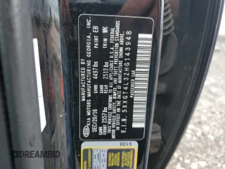 2017 Kia Optima LX with VIN 5XXGT4L32HG143948, listed as a Copart auction lot 57883115 with 50,375 mi miles and Salvage title. Bid and sale history available at DreamBid. Image 12.