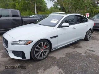 2018 Jaguar XF with VIN SAJBG4FV9JCY55697, listed as a IAAI auction lot 41406469 with 55,572 mi miles and . Bid and sale history available at DreamBid. Image 2.