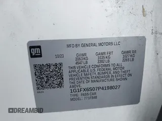 2023 Chevrolet Bolt EV 2LT z VIN 1G1FX6S07P4198027, wystawiony jako IAAI lot #42453916 z przebiegiem 5 133 mil mil oraz . Historia ofert i sprzedaży dostępna na DreamBid. Obrazek 9.
