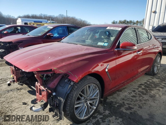 2021 Genesis G70 2.0T with VIN KMTG64LA9MU077040, listed as a Copart auction lot 88766635 with 31,718 mi miles and Salvage title. Bid and sale history available at DreamBid. Image 1.