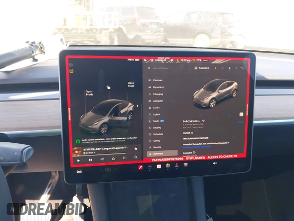 2023 Tesla Model Y Long Range with VIN 7SAYGAEE8PF976969, listed as a IAAI auction lot 41877784 with 25,896 mi miles. Bid and sale history available at carsss.com. Image 19.