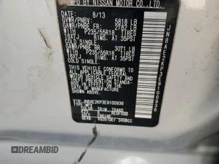 2014 Nissan Quest SV z VIN JN8AE2KP3E9100936, wystawiony jako Copart lot #46154645 z przebiegiem 129 084 mil mil oraz Szkoda całkowita • Salvage title. Historia ofert i sprzedaży dostępna na DreamBid. Obrazek 14.