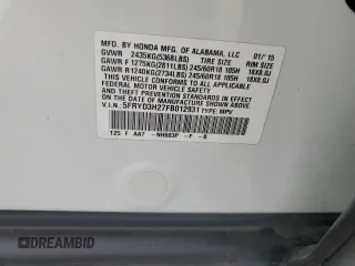 2015 Acura MDX with VIN 5FRYD3H27FB012931, listed as a Copart auction lot 55147415 with 64,904 mi miles and Salvage title. Bid and sale history available at DreamBid. Image 14.
