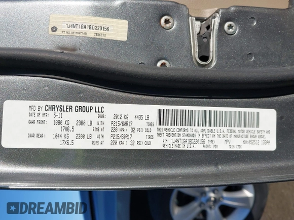 2011 Jeep Patriot Sport with VIN 1J4NT1GA1BD220156, listed as a IAAI auction lot 41760424 with 100,336 mi miles and . Bid and sale history available at carsss.com. Image 9.