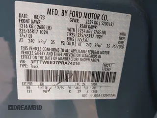 2023 Ford Maverick XL z VIN 3FTTW8E37PRA74216, wystawiony jako IAAI lot #41852290 z przebiegiem 21 849 mil mil oraz . Historia ofert i sprzedaży dostępna na DreamBid. Obrazek 9.