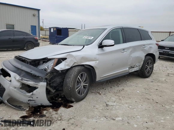 2019 Infiniti QX60 PURE with VIN 5N1DL0MM9KC552423, listed as a Copart auction lot 82130374 with 55,312 mi miles and Salvage Title. Bid and sale history available at carsss.com. Image 1.