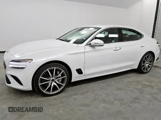2025 Genesis G70 2.5T with VIN KMTG34SCXSU152000, listed as a Copart auction lot 56345685 with 6,474 mi miles and Salvage title. Bid and sale history available at DreamBid. Image 1.
