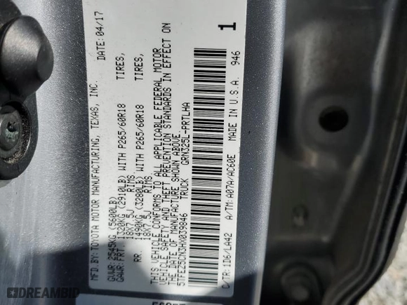2017 Toyota Tacoma Limited with VIN 5TFEZ5CN3HX039846, listed as a Copart auction lot 51690575 with 99,790 mi miles and Salvage Title. Bid and sale history available at carsss.com. Image 12.