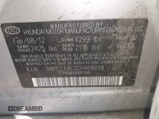 2012 Hyundai Sonata Limited z VIN 5NPEC4AC2CH469899, wystawiony jako IAAI lot #42008219 z przebiegiem 167 679 mil mil oraz . Historia ofert i sprzedaży dostępna na DreamBid. Obrazek 9.