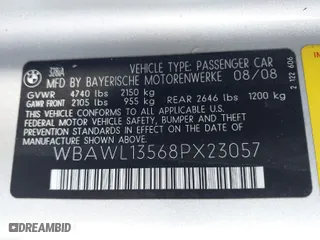 2008 BMW 3 Series 328i with VIN WBAWL13568PX23057, listed as a IAAI auction lot 41591241 with 183,657 mi miles. Bid and sale history available at carsss.com. Image 9.
