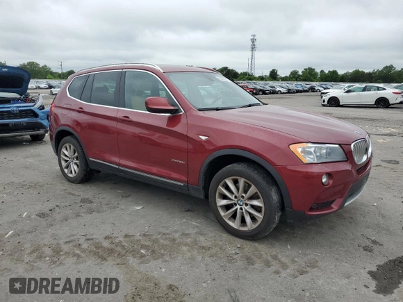 2013 BMW X3 xDrive28i with VIN 5UXWX9C55D0A23234, listed as a Copart auction lot 56388885 with 112,050 mi miles and Clean Title. Bid and sale history available at DreamBid. Image 4.