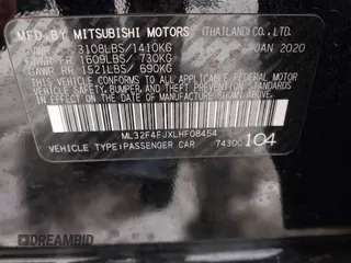 2020 Mitsubishi Mirage SE z VIN ML32F4FJXLHF08454, wystawiony jako IAAI lot #41593362 z przebiegiem 38 313 mil mil oraz . Historia ofert i sprzedaży dostępna na DreamBid. Obrazek 9.