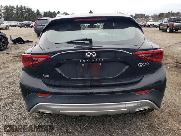 2018 Infiniti QX30 Luxury with VIN SJKCH5CR8JA057438, listed as a Copart auction lot 46756635 with 61,255 mi miles and Salvage title. Bid and sale history available at DreamBid. Image 6.