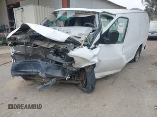 2017 Chevrolet Express Cargo Van with VIN 1GCWGAFF7H1110458, listed as a IAAI auction lot 41816496 with 32,593 mi miles. Bid and sale history available at carsss.com. Image 2.