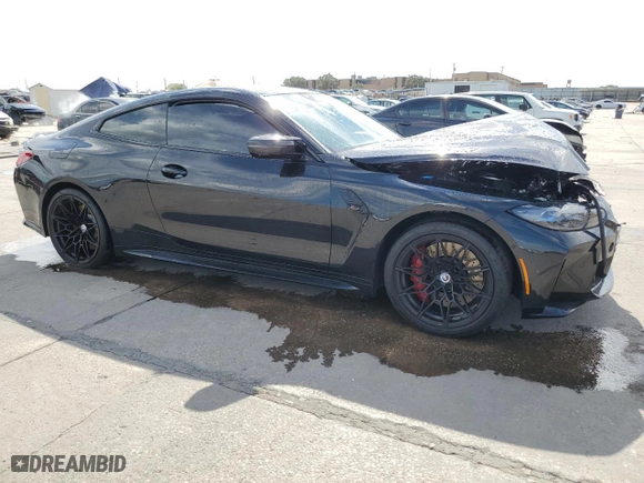2023 BMW M4 Competition with VIN WBS33AZ05PCM90580, listed as a Copart auction lot 69255834 with 0 mi miles and Salvage Title. Bid and sale history available at carsss.com. Image 4.
