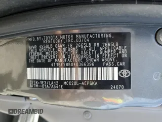 2004 Toyota Avalon XL with VIN 4T1BF28B04U366396, listed as a Copart auction lot 54438455 with 278,205 mi miles and Salvage Title. Bid and sale history available at DreamBid. Image 12.
