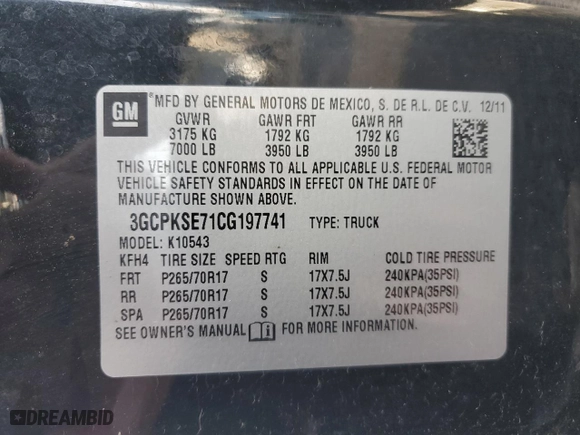 2012 Chevrolet Silverado 1500 LT with VIN 3GCPKSE71CG197741, listed as a Copart auction lot 46172795 with 210,471 mi miles and Salvage Title. Bid and sale history available at carsss.com. Image 14.