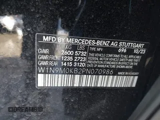 2023 Mercedes-Benz EQB 300 z VIN W1N9M0KB2PN070986, wystawiony jako IAAI lot #41364209 z przebiegiem 8039 mil mil oraz . Historia ofert i sprzedaży dostępna na DreamBid. Obrazek 9.